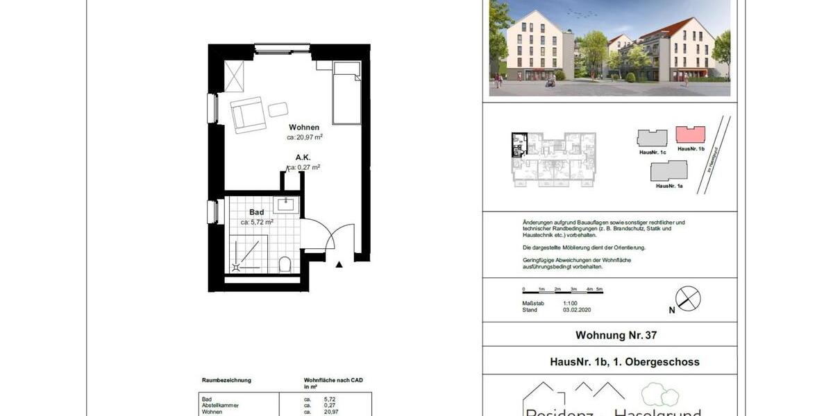 Etagenwohnung Hünfeld - 1 Zimmer, 27 m&sup2;, 350&euro; | Angebot:23643554