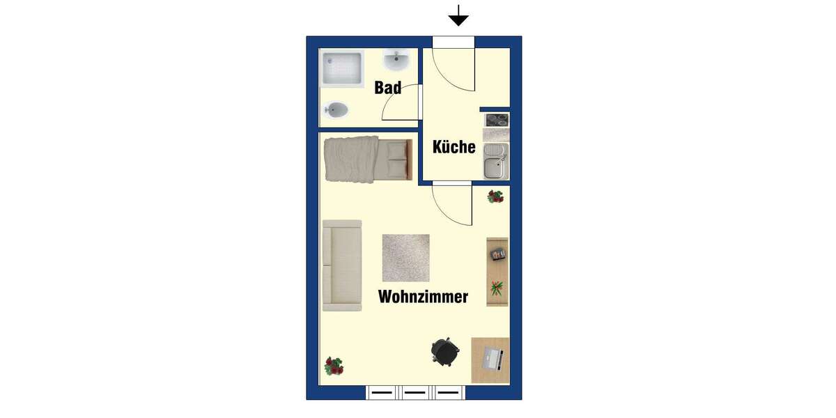 Etagenwohnung Fulda - 1 Zimmer, 27 m&sup2;, 370&euro; | Angebot:25423326