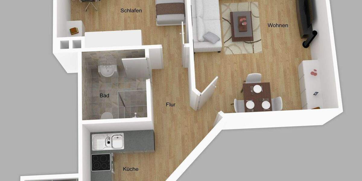Etagenwohnung Künzell Bachrain - 2 Zimmer, 47 m&sup2;, 120.000&euro; | Angebot:25668592