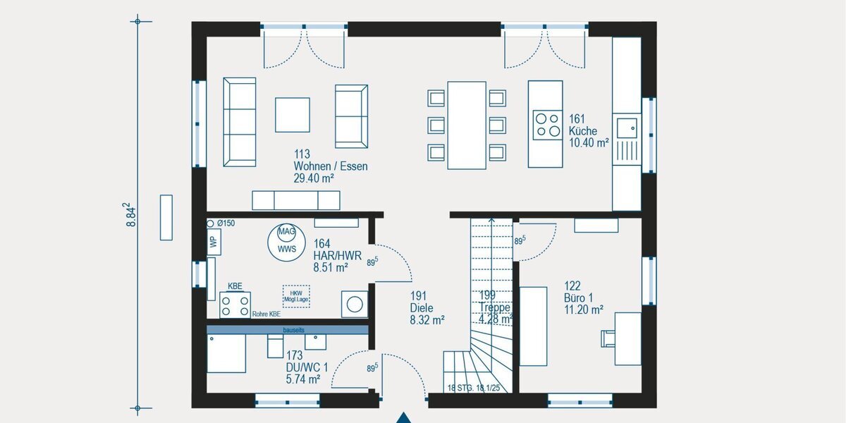 Pure Home 2: 146,36 m² - klar geplantes Familienwohnen - Einfamilienhaus Fulda Aschenberg | Angebot:27331738