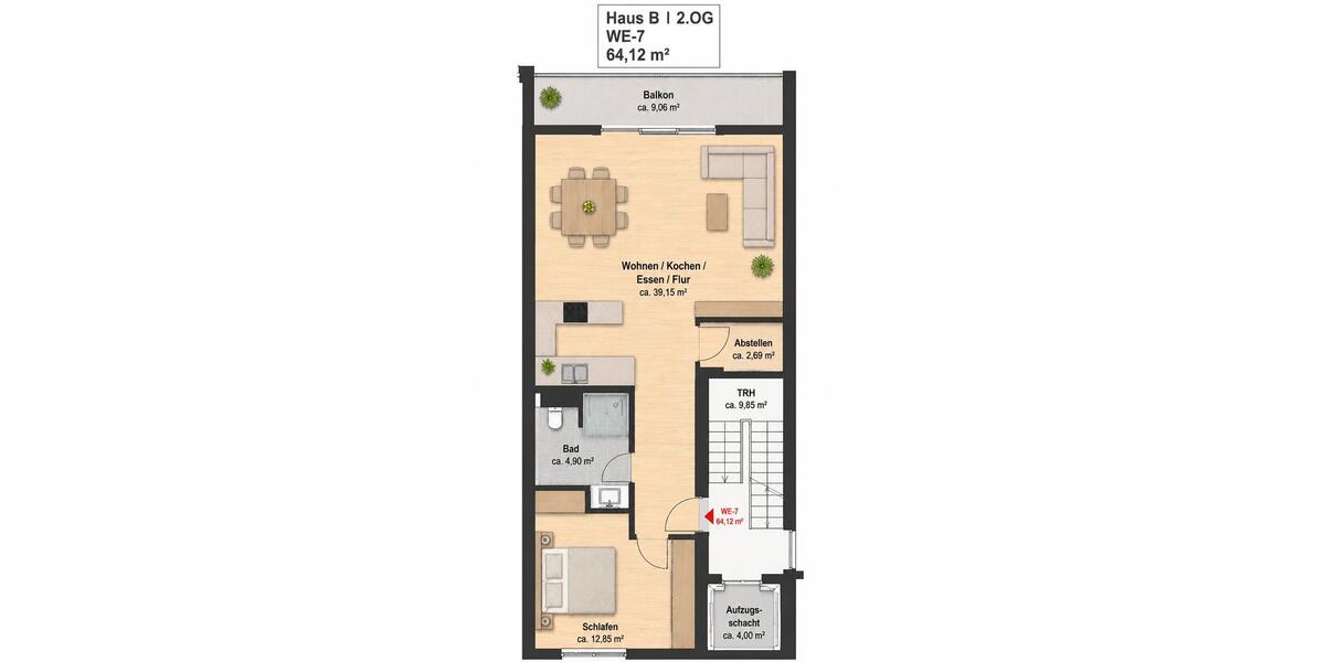 Etagenwohnung Fulda Kohlhaus - 2 Zimmer, 64 m&sup2;, 265.000&euro; | Angebot:26488365