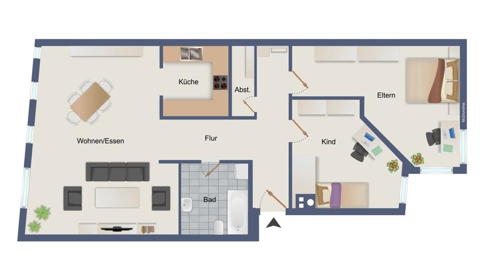 Etagenwohnung Fulda - 3 Zimmer, 90 m&sup2;, 870&euro; | Angebot:19860617