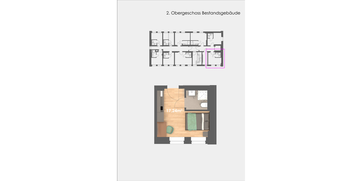 Etagenwohnung Poppenhausen (Wasserkuppe) - 1 Zimmer, 14 m&sup2;, 450&euro; | Angebot:24598386
