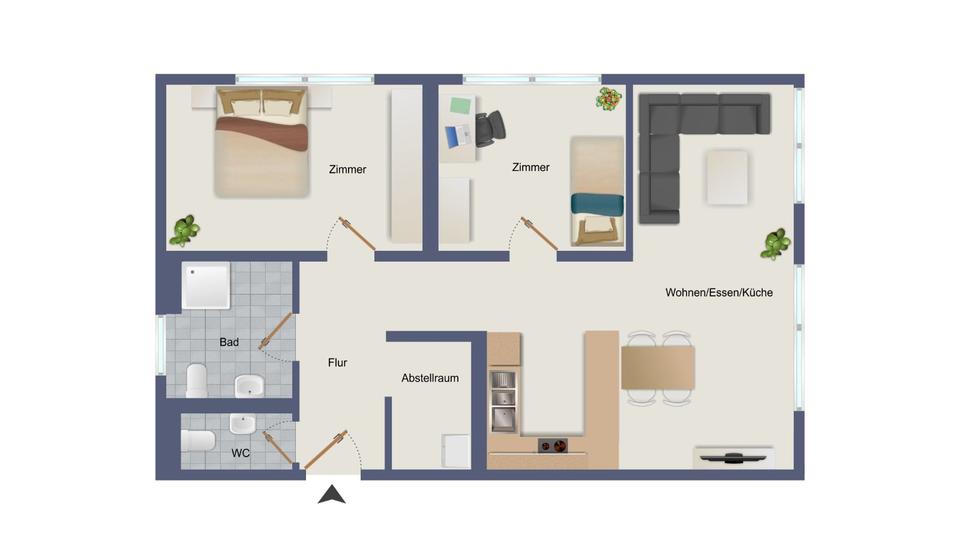Etagenwohnung Fulda - 3 Zimmer, 80 m&sup2;, 1.070&euro; | Angebot:25319388