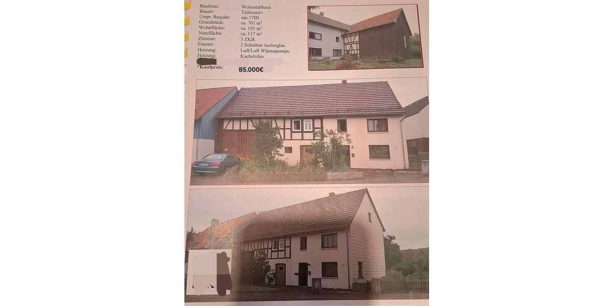 Bauernhaus, Landhaus Lauterbach (Hessen) - 3.5 Zimmer, 101 m&sup2;, 85.000&euro; | Angebot:26593374
