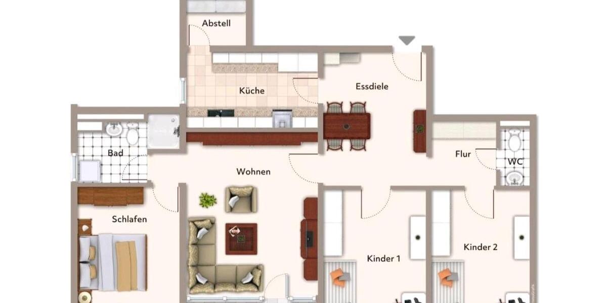 Etagenwohnung Fulda Kohlhaus - 4 Zimmer, 100 m&sup2;, 264.900&euro; | Angebot:26932683
