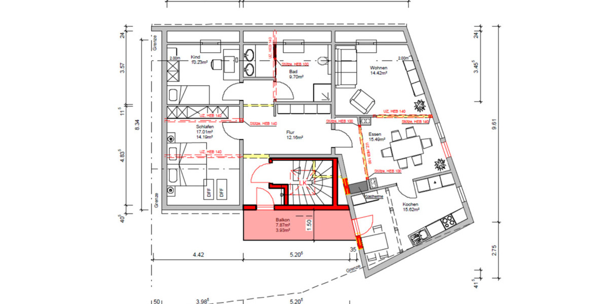 Dachgeschoßwohnung Fulda Aschenberg - 4 Zimmer, 98 m&sup2;, 980&euro; | Angebot:25886626